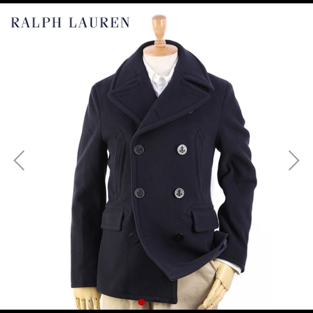 Polo Ralph Lauren Men's Navy Blue Wool Pea Coat
